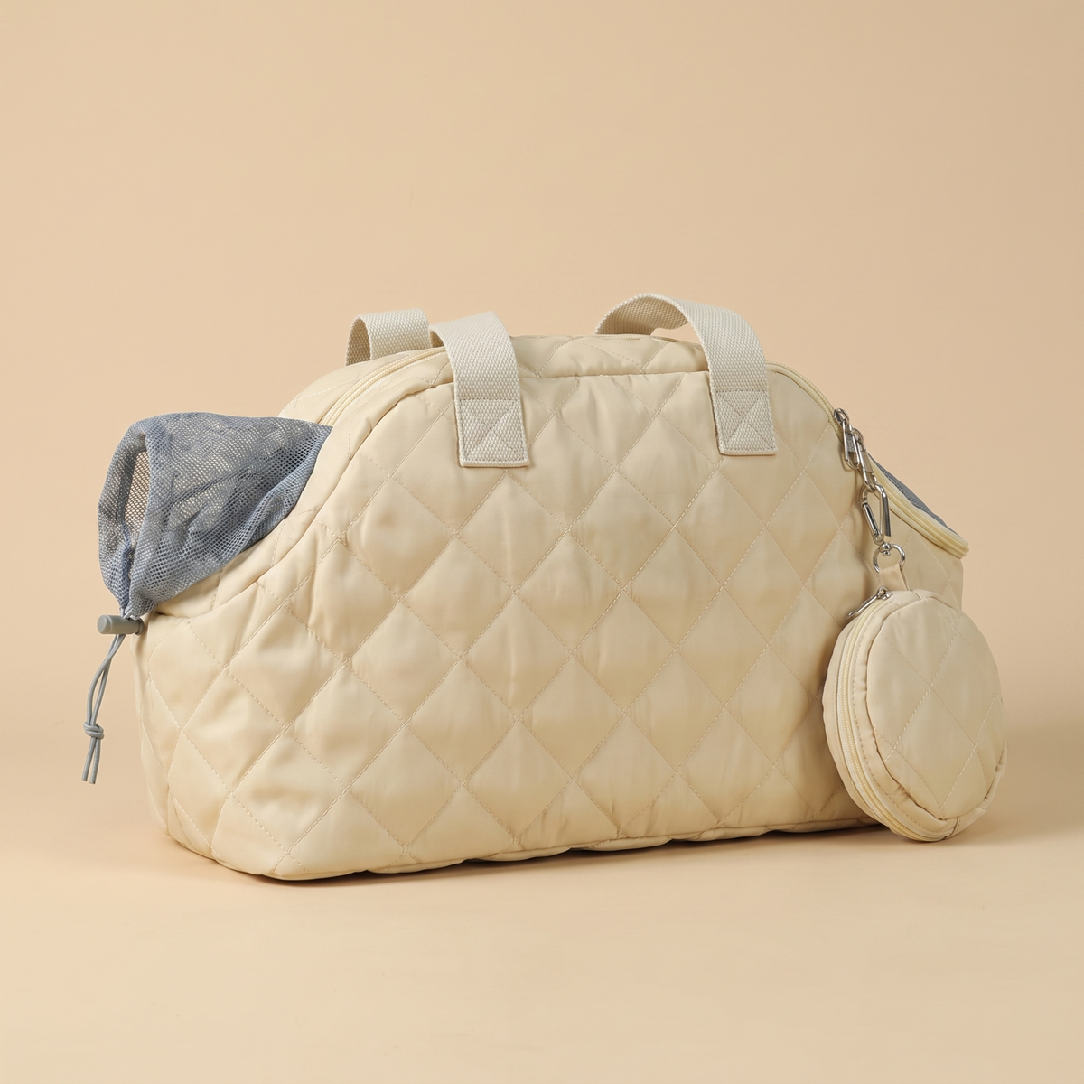 Sac de transport pour chat tête dehors, matelassé, coloris écru