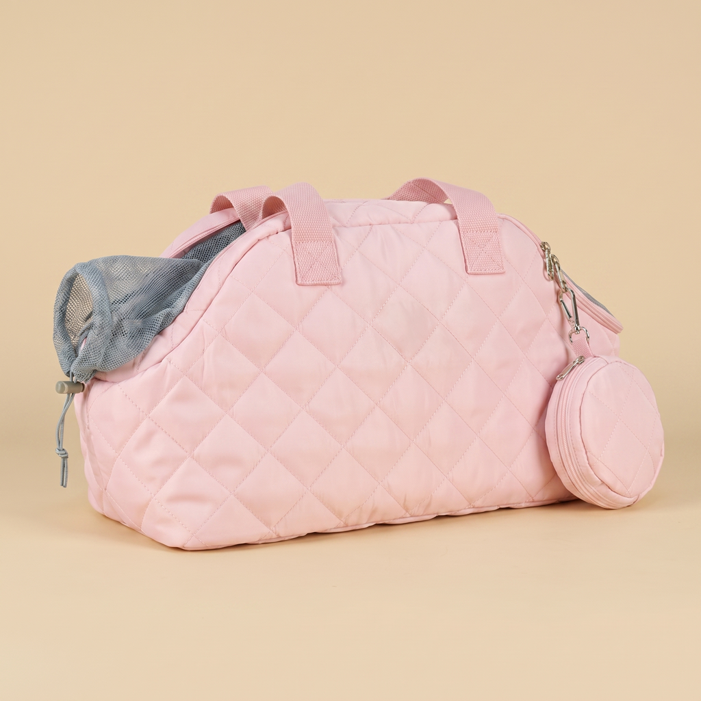 Sac de transport pour chat tête dehors, matelassé, coloris rose