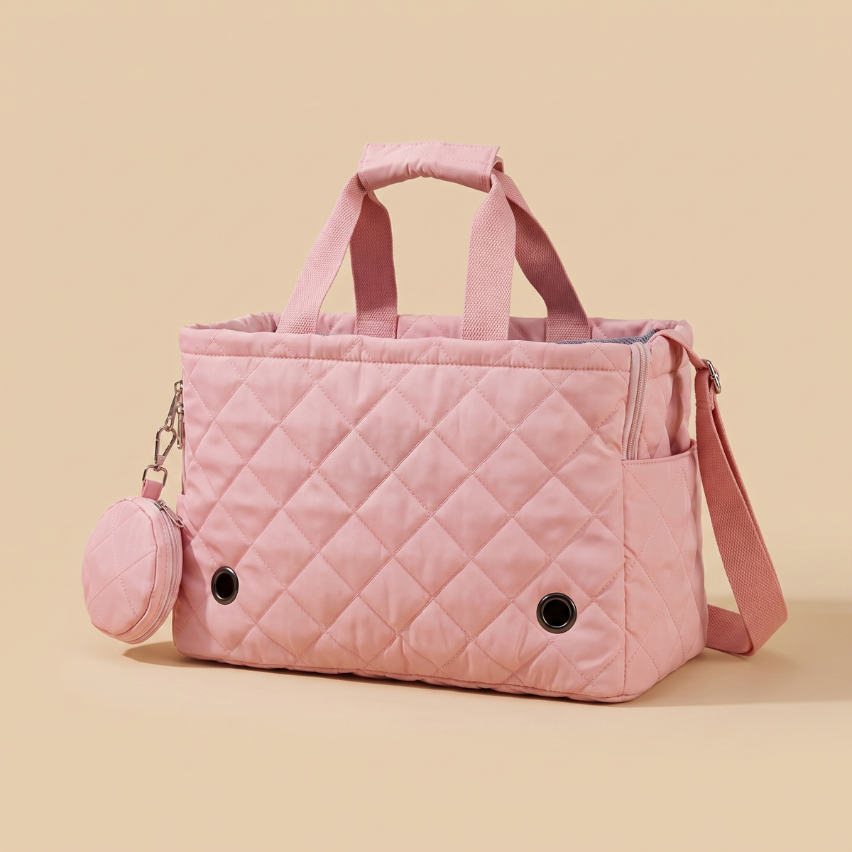 Sac de transport chat design Le Cabas matelassé, coloris rose