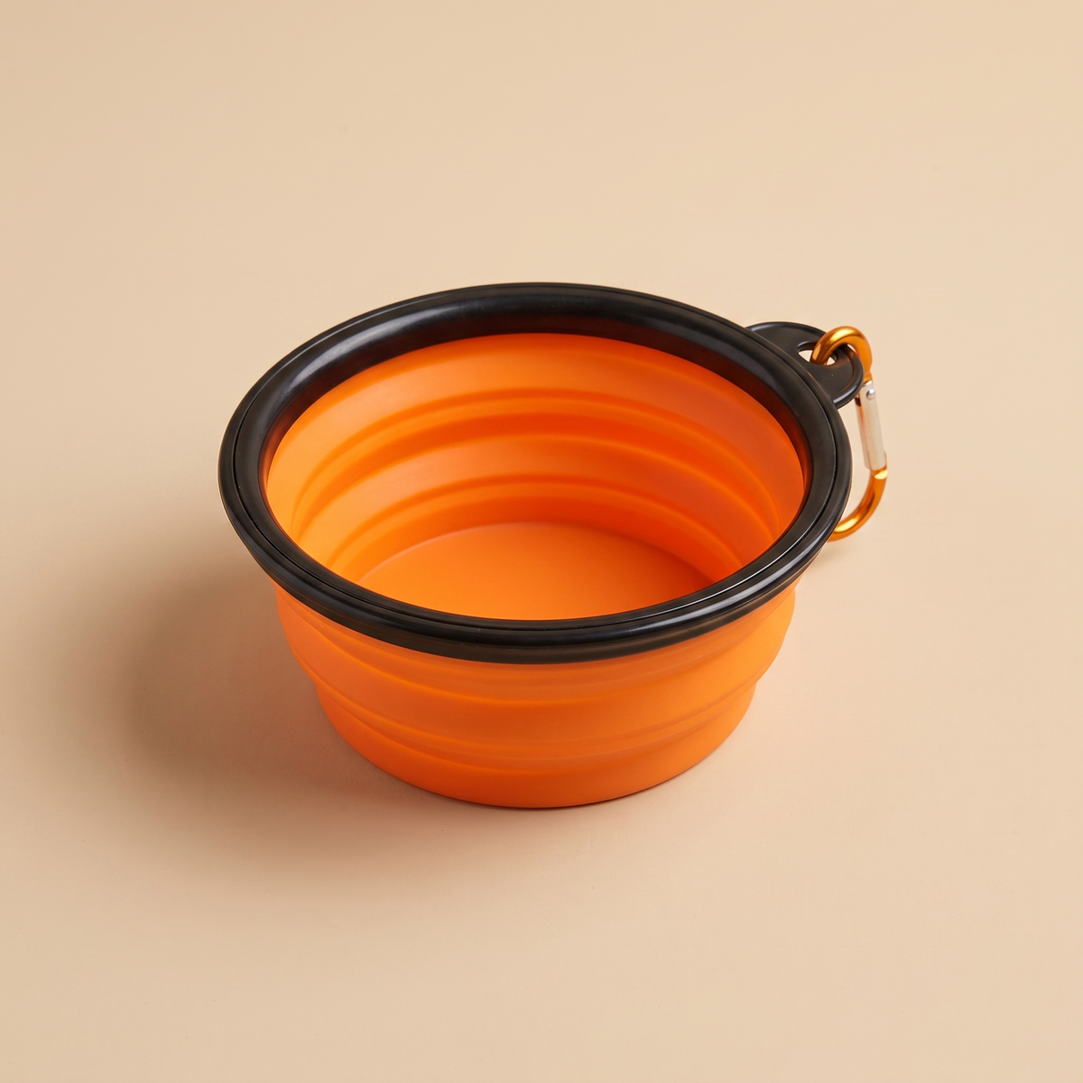 Gamelle pliable de voyage en silicone avec mousqueton, coloris orange