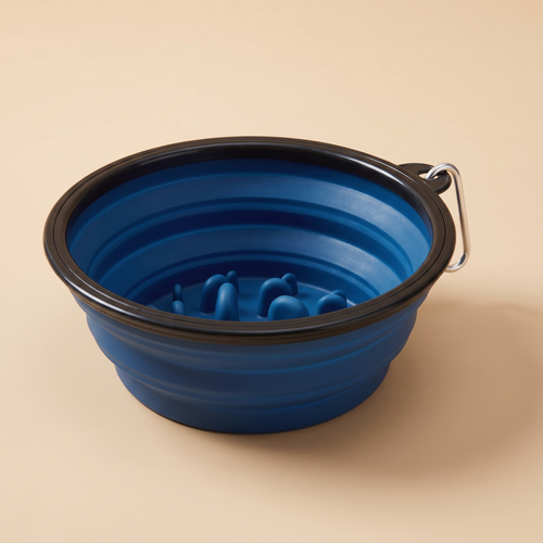 Gamelle anti-glouton pliable pour chien et chat, coloris bleu