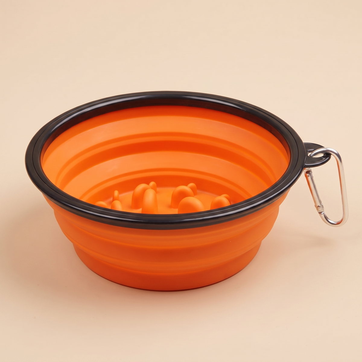 Gamelle anti-glouton pliable pour chien et chat, coloris orange
