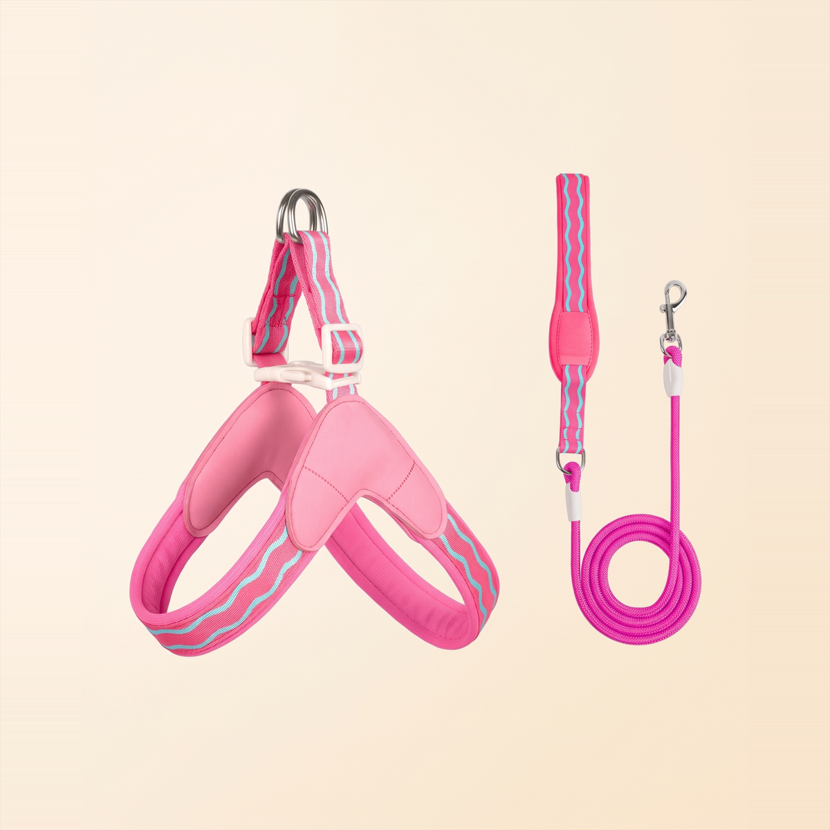Harnais et laisse pour chien Le Baroudeur, coloris rose