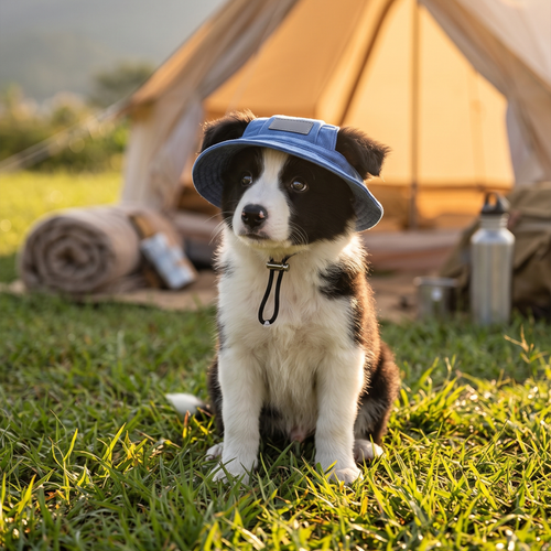 Le chapeau bob en jean Le Petit Aventurier porté en extérieur